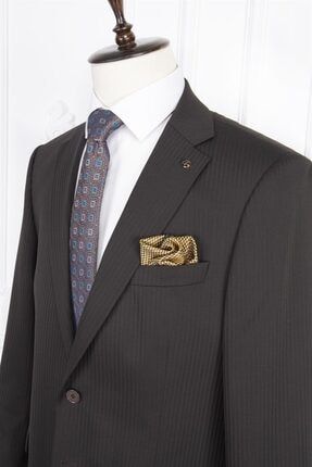 Erkek Regular Fit Mono Yaka Koyu Kahverengi Takım Elbise PR2132