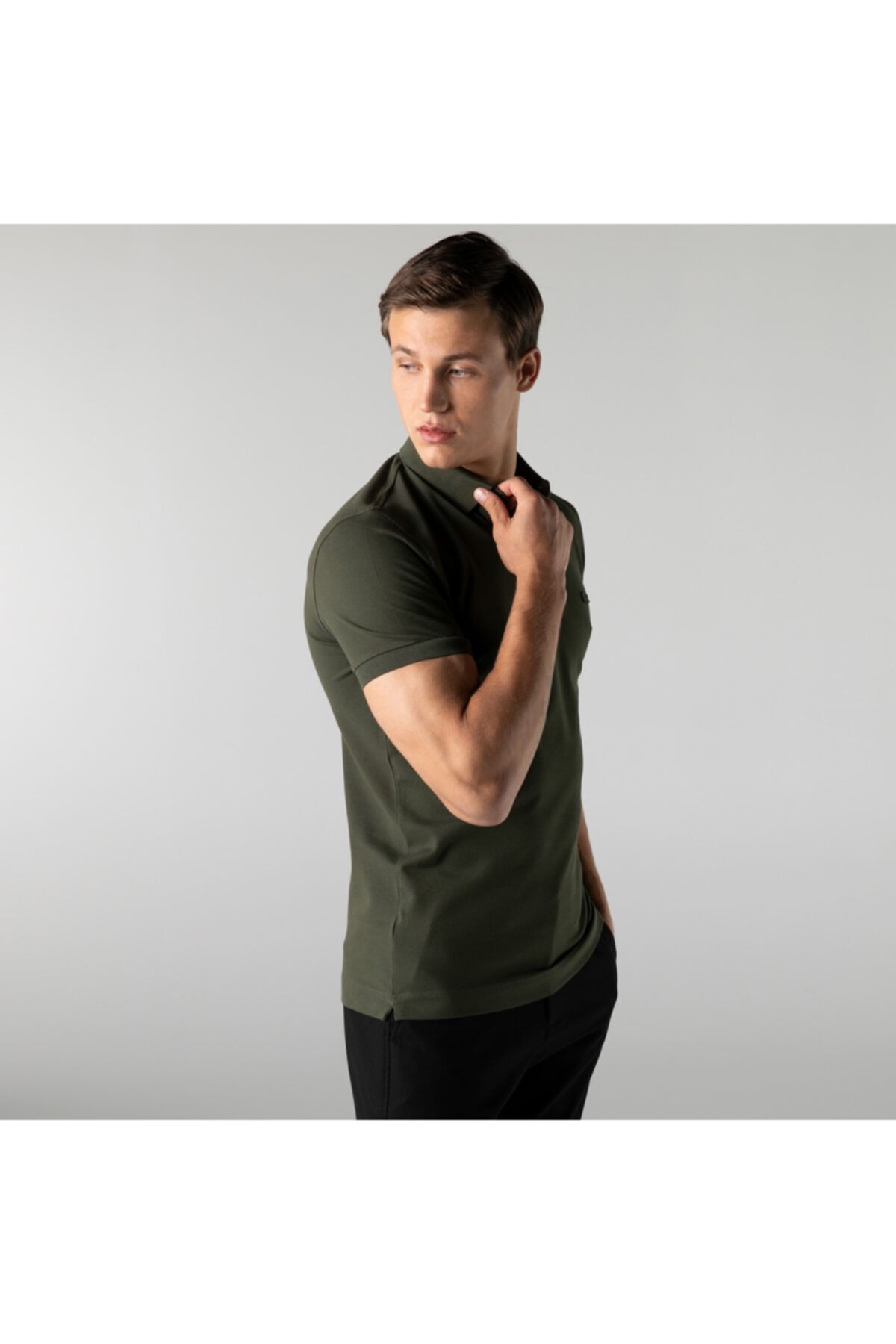 تی شرت یقه پولو سبز مردانه معمولی مناسب خاکی پاریس Pholo PH5522 Lacoste