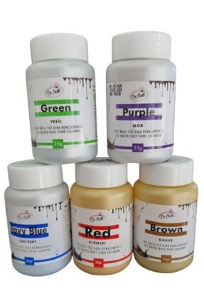 Dr Gusto 5 Li Set Yeşil / Kahve / Kırmızı / Lacıvert / Mor Yağ Bazlı Toz Gıda Boya 25gr GP-5SET-25Y-1