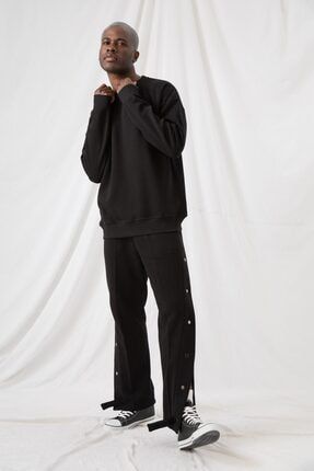 Erkek Vibe Oversize Siyah Sweatshirt VBS0278