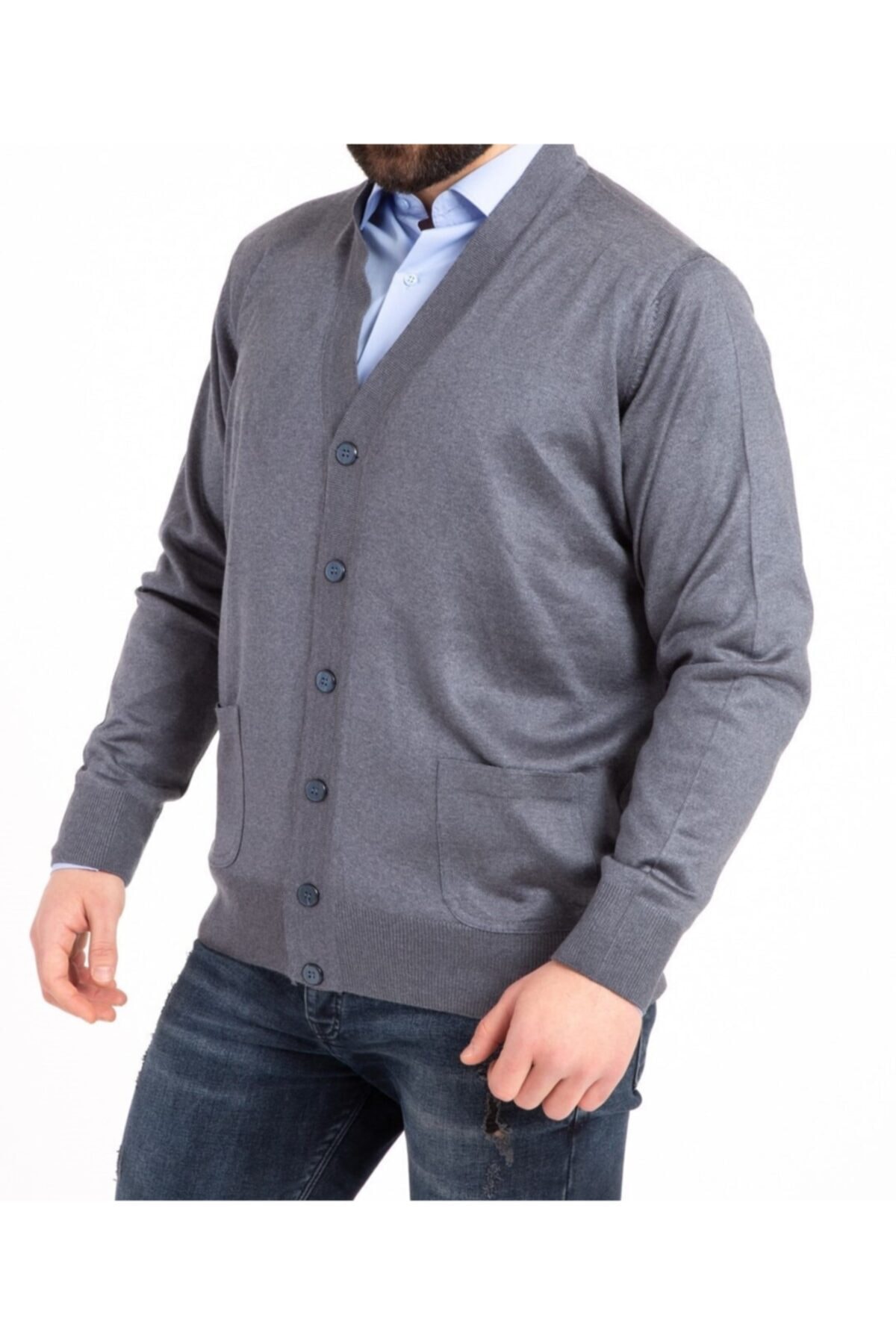 Men's Buttoned Thin Wool Knitwear Knitted Dad Cardigan