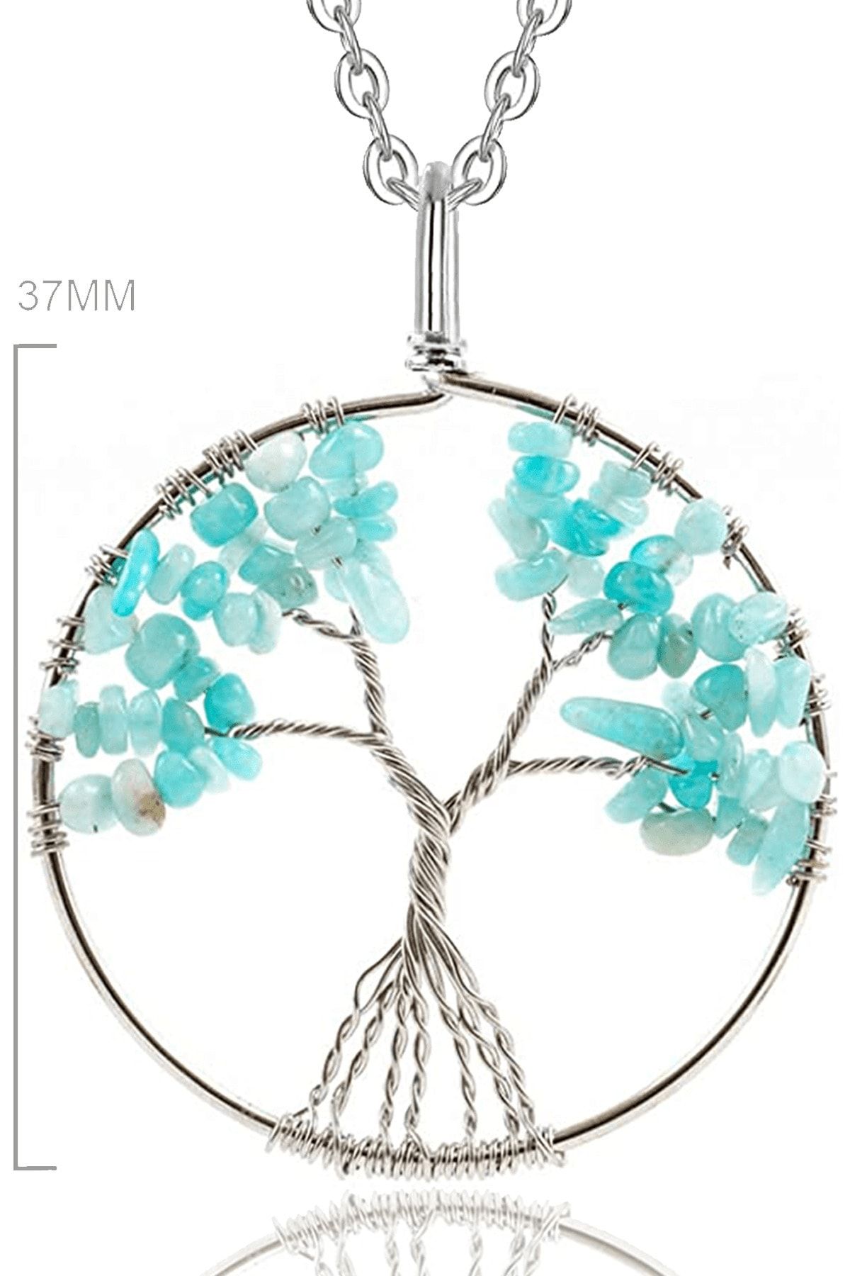 Aquamarine tree of life necklace top