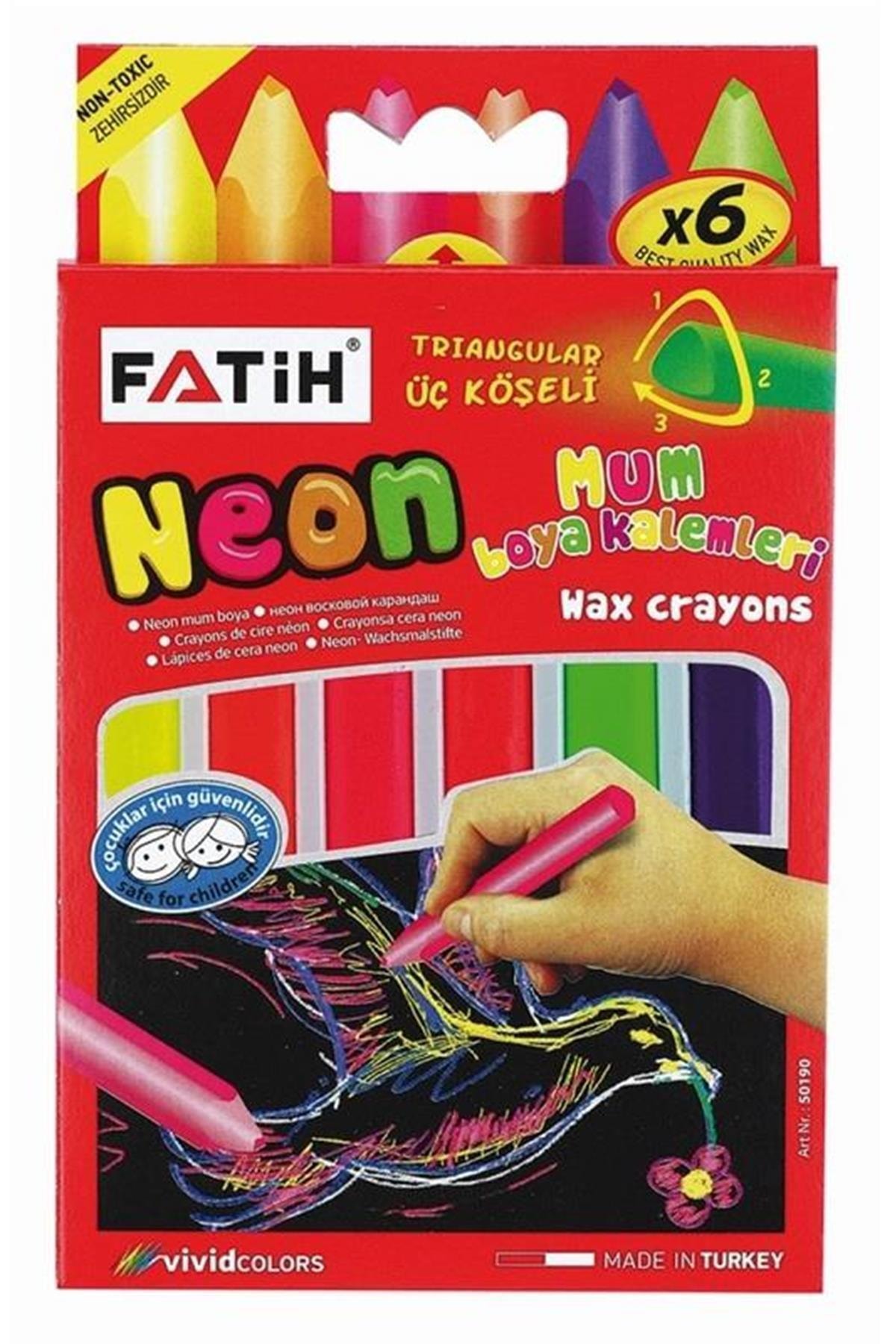 Fatih Neon Wax Crayon 6 Renk Jumbo Boya