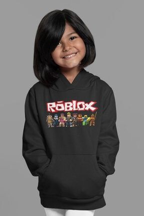 Roblox Sweatshirt Kapüşonlu Tüm Karakterler Baskılı Unisex Siyah Çocuk Hoodie Pamuklu Kalın Kumaş TYC00301883598