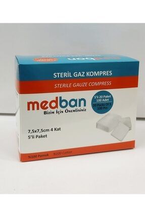 Steril Gaz Kompres 7,5*7,5 Cm 4 Kat 100lü MEDBAN