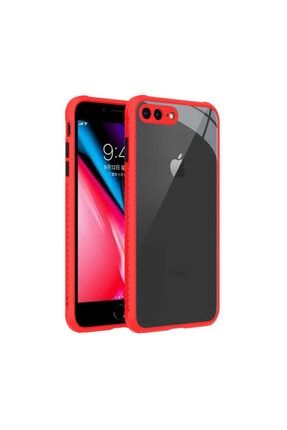 Iphone 8 Plus Uyumlı Kılıf Kamera Ve Köşe Kormalı Şeffaf Arka Yüzey Renkli Kenarlı Silikon KaffiPhone8PlusKılıfA
