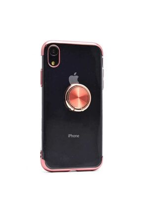 Apple Iphone Xr Kılıf Yüzüklü Standlı Dört Köşe Lazer Renkli Yumuşak Silikon GessiPhoneXRKılıfA