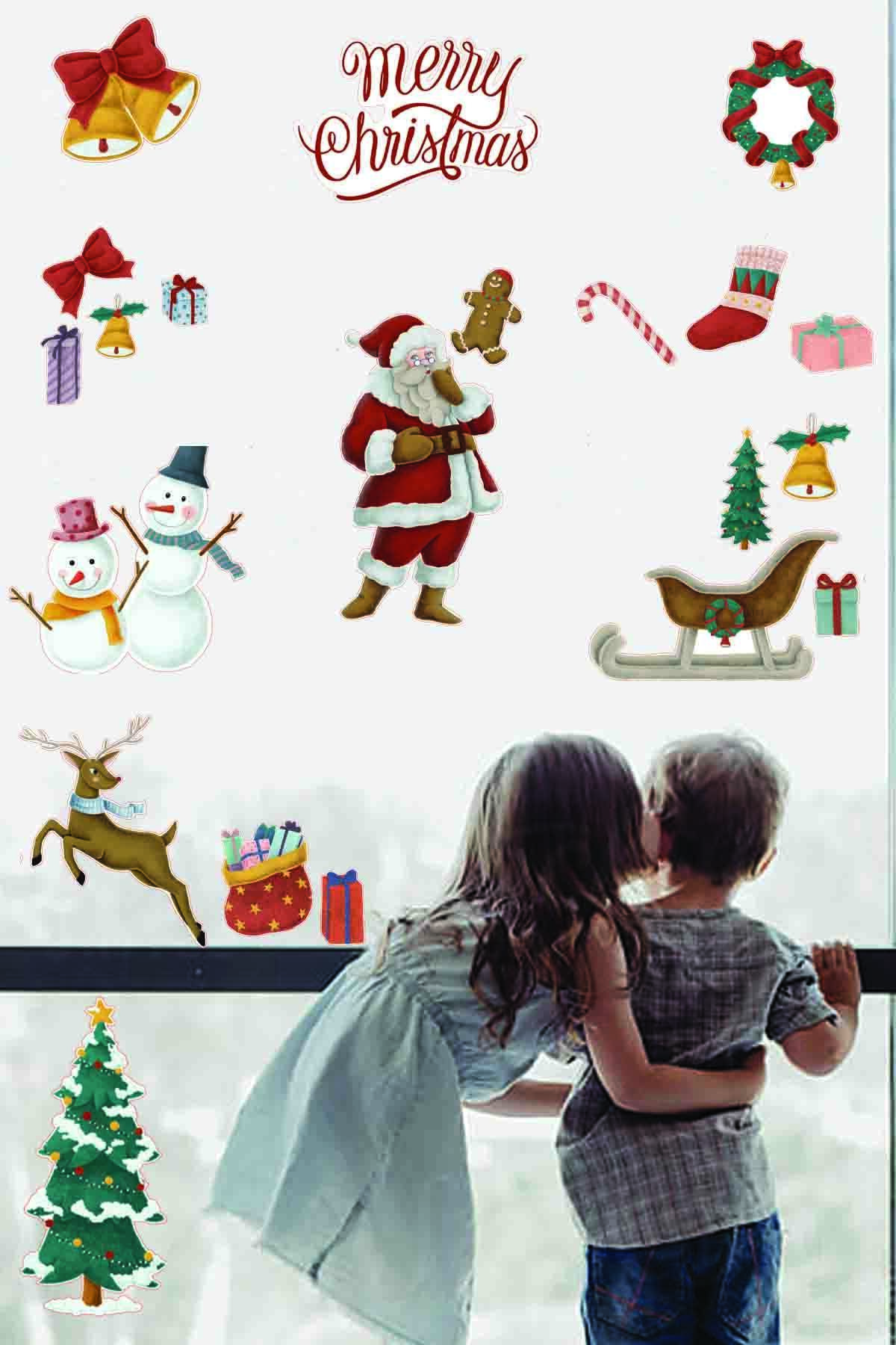Yılbaşı Süsleri Yılbaşı Ağacı Noel Baba Yılbaşı Sticker Seti