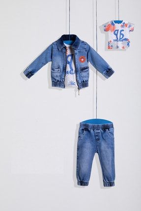 Erkek Çocuk Açık Mavi 3'lü Ceket Set WG-5692A
