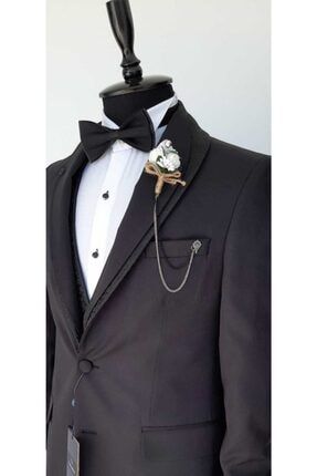Yelekli Siyah Slim Fit Damatlık Set Takım Elbise TYC00150849177