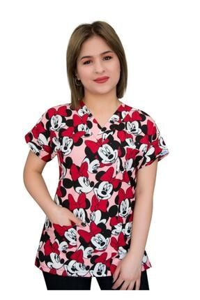 Unisex Pudra Minnie Mouse Hastane Doktor Hemşire Aşçı Forması Üst OST-963964