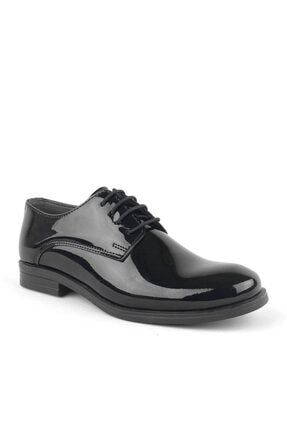 Siyah Rugan Bağcıklı Oxford Çocuk Okul Ayakkabısı TX5D09CB5820386