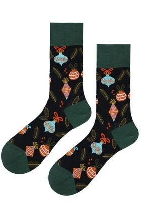 Unisex Hediye Desenli Renkli Soket Çorap Yeşil 719