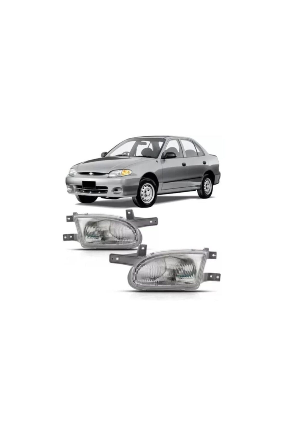 Genel Markalar Hyundai Accent Yumurta Kasa Sağ + Sol Ön Far Takımı 1998--2000 Uyumlu