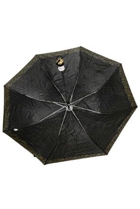 Şemsiye Siyah Üstü Sarı Puantiyeli 8 Telli Yarı Otomatik ŞEMSİYE-05