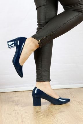 L4 Lacivert Orta Topuklu Kadın Ayakkabı