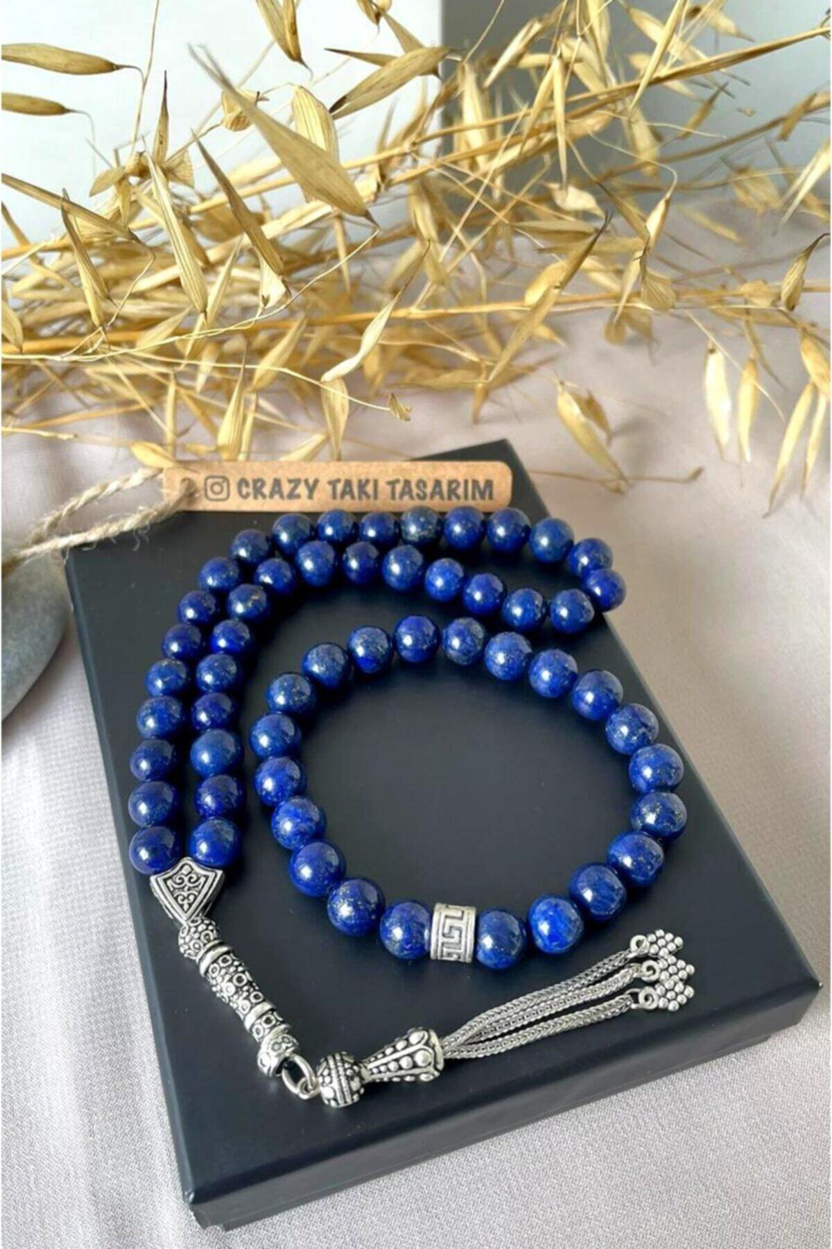 CRAZY TAKI TASARIM 8 Mm Doğal "lapis Lazuli" Taşından Hediyelik Bileklik&tesbih Kombin