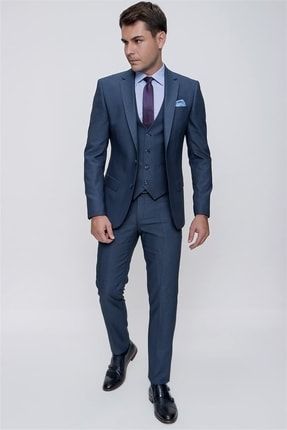 Tk 826 Slim Fit Gece Mavisi Klasik Takım Elbise TK826K0821