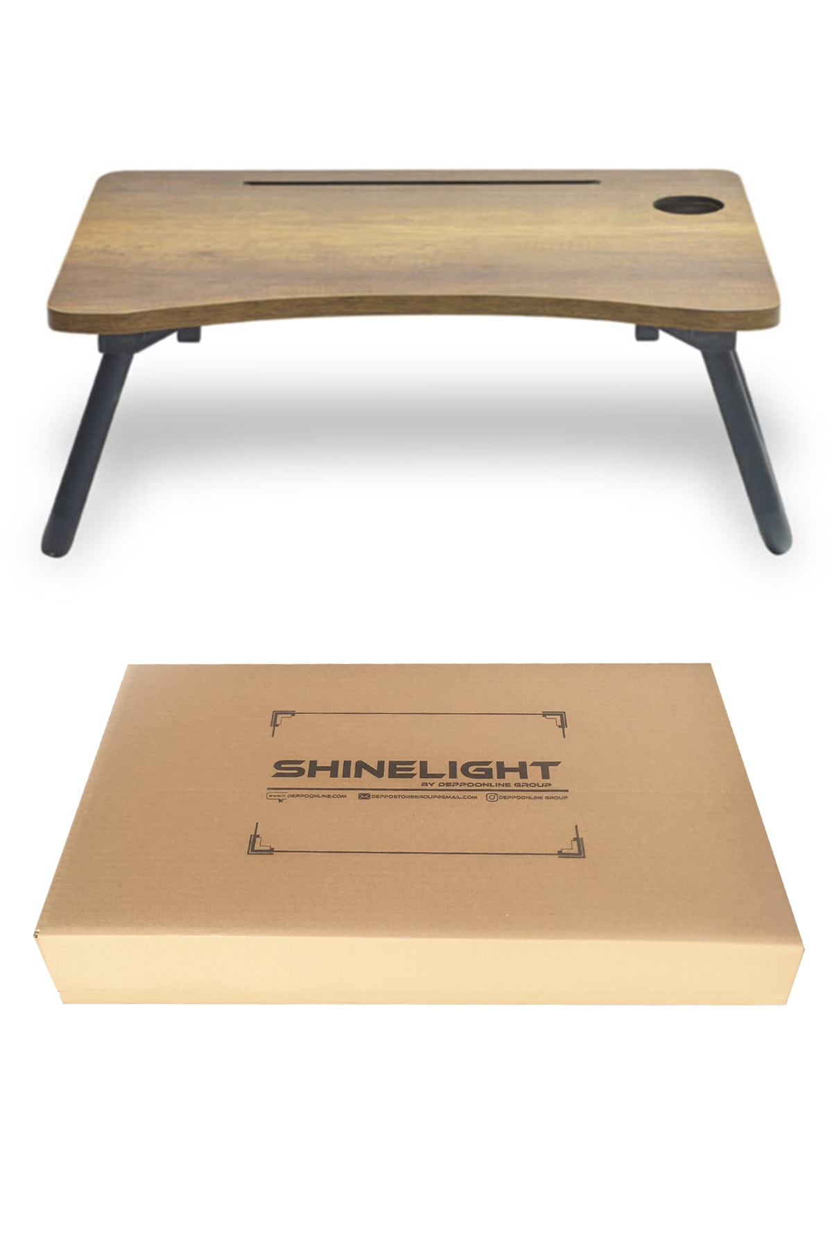 ShineLight Yeni Model Laptop Tablet Bilgisayar Sehpası Katlanır Siyah Ayaklı Çalışma Kahvaltı Masası