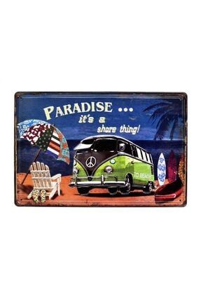 Vintage Vw Bus Paradise Metal Plaka Levha 20x30cm 1388757250