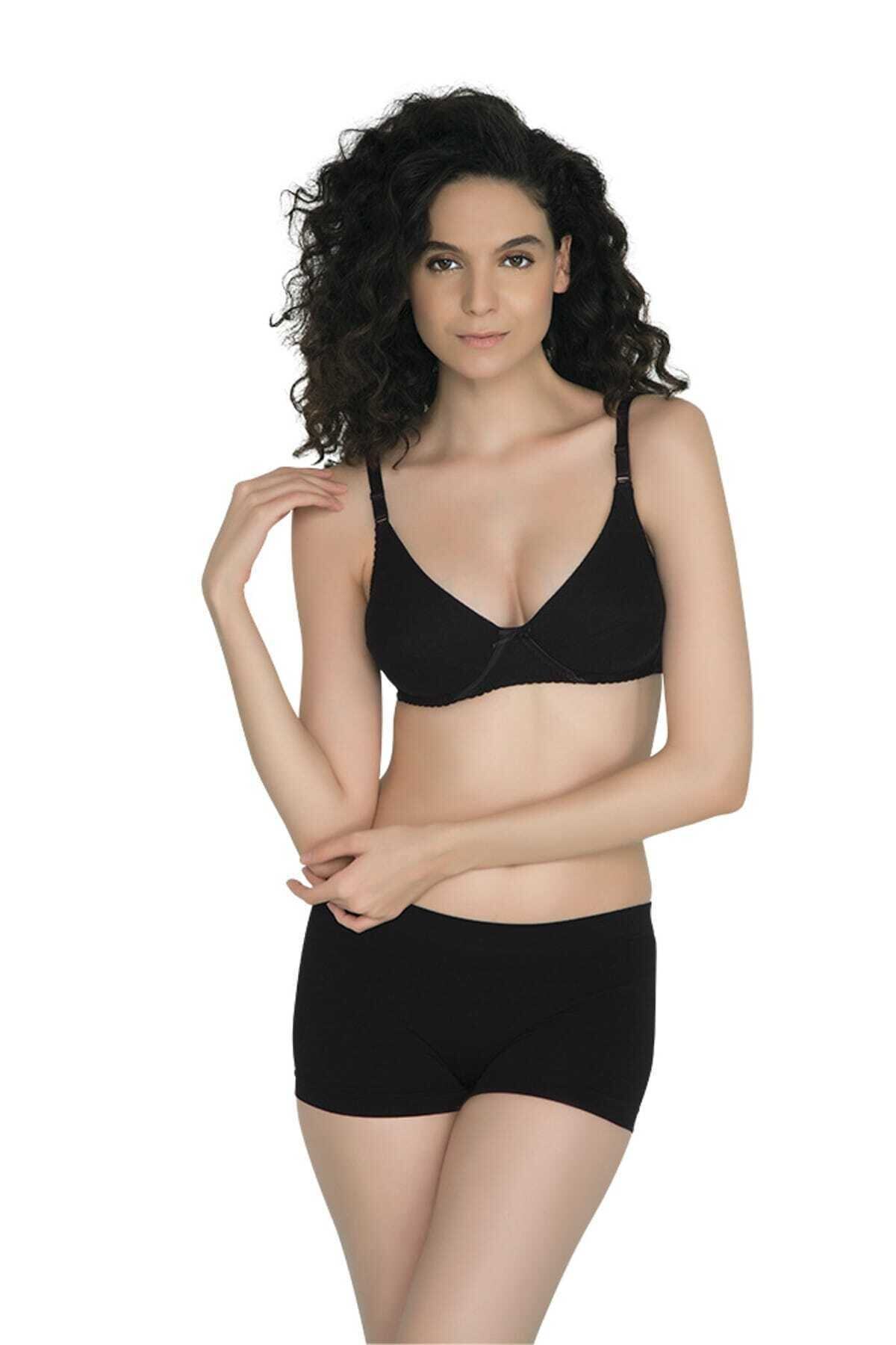 Yevda-Sutien negru pieptănat din bumbac pentru femei Ecemyıldız 1