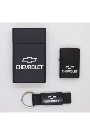 Chevrolet Metal Sigara Kutusu, Zippo Çakmak Ve Anahtarlık Seti TabakaSet64