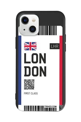 Iphone 13 Siyah Renkli Silikon London Bileti Telefon Kılıfı Trv008-iPhone-13