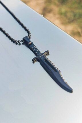 Antik Siyah Rambo Bıçak Erkek Kolye THE5123299