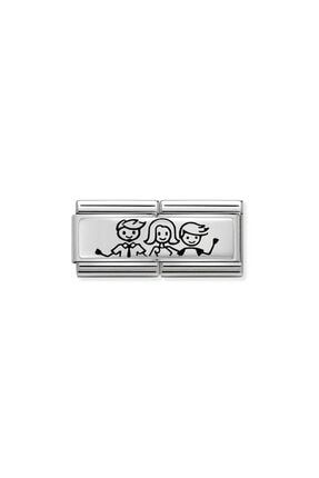 Classıc Silvershine Illustrated Family Little Boy Double Link Charm 330710/34