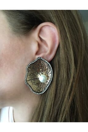 Kadın Incili Bronz Küpe 55349