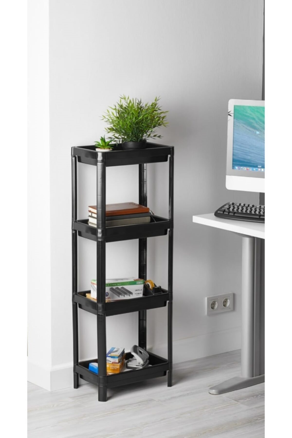 Vesken Black 4 Layer Organized Collector Shelving Unit
