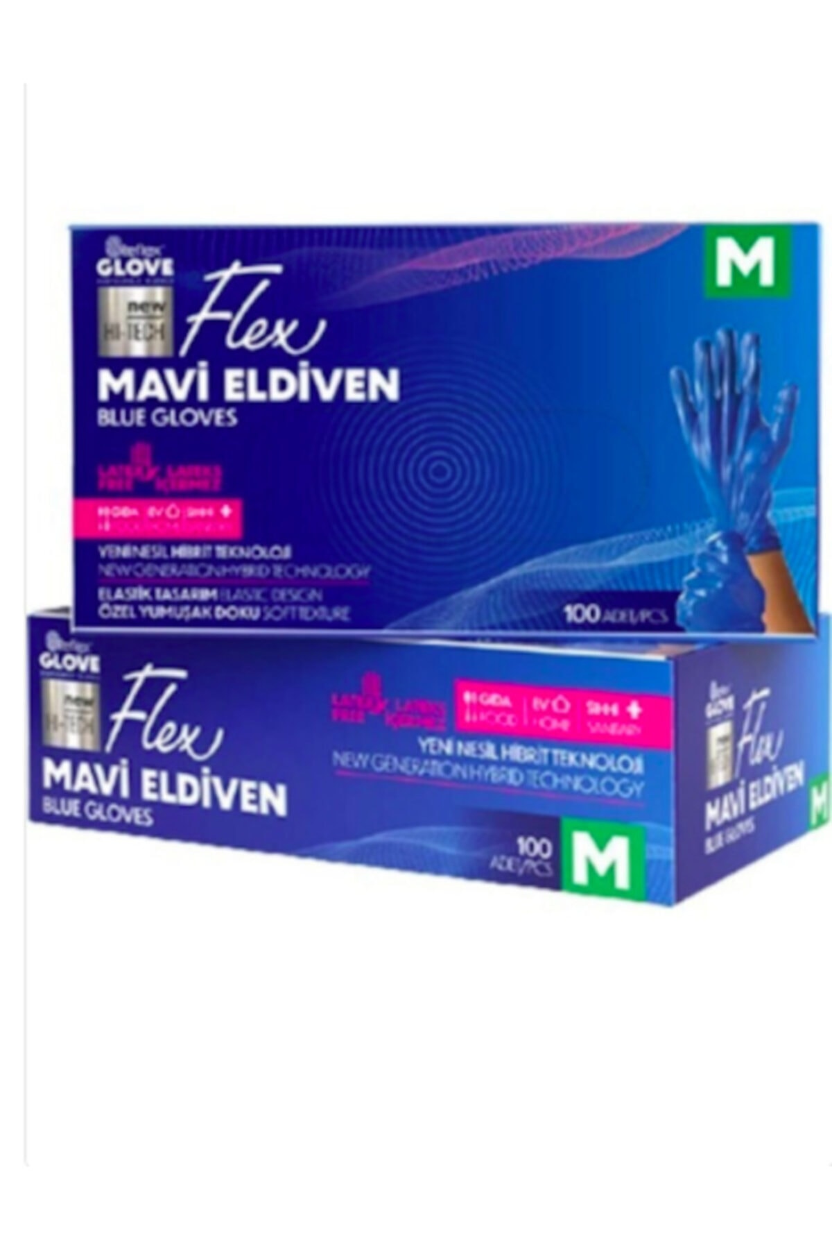 Reflex Refleks Glove Flex Eldiven 100lü Mavi M Beden 4 Kutu