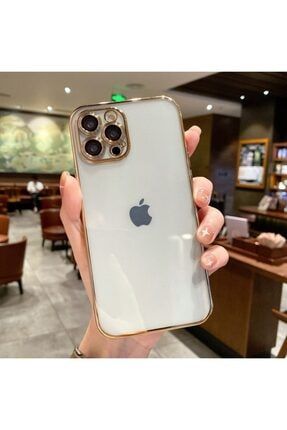 Iphone 13 Pro Kılıf Kamera Korumalı Kenarlar Parlak Gold Renkli Lazer Kesim Silikon 13 Pro Razer