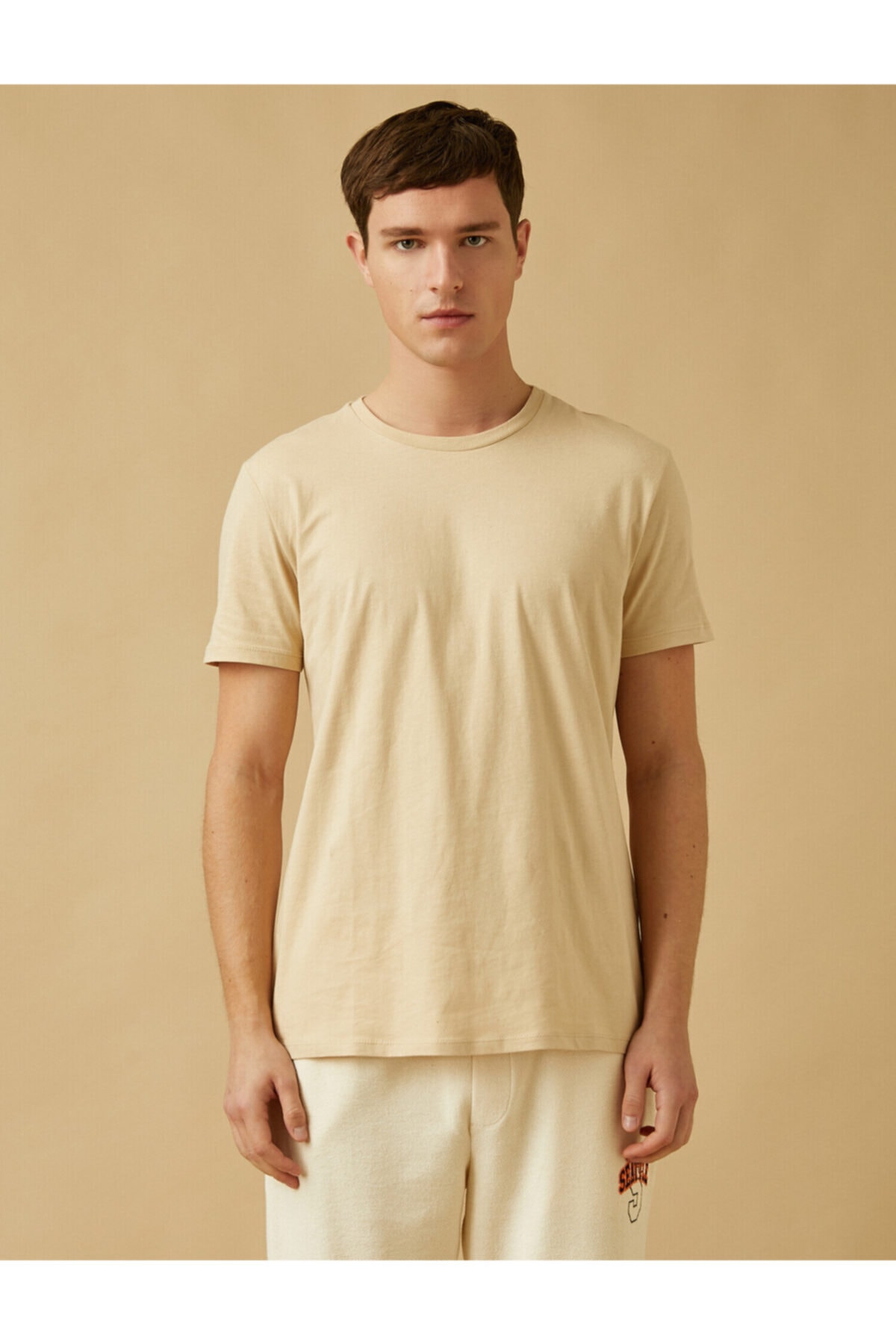 تیشرت مردانه بژ کوتون | 2YAM12136LK اورجینال - تصویر 3