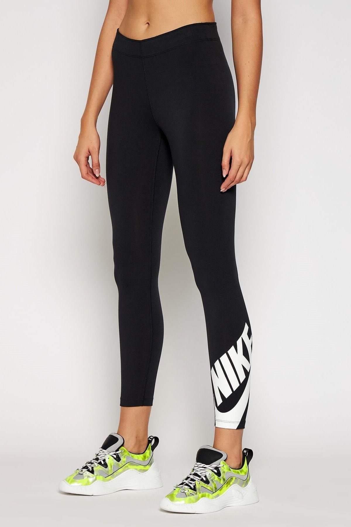 Nike Sportswear Swoosh Tight 7 8 Pamuk Polyester Siyah Kad n Tayt Kad n Giyim