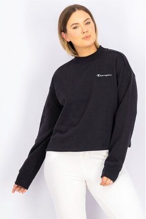 Kadın Sweatshirt Crop Top Mini Logo Siyah 111184-F18-KK001