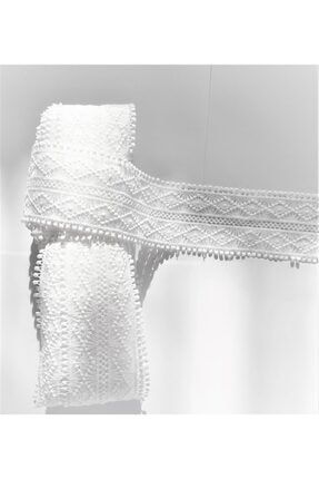 Beyaz Güpür Dantel Fisto Tekstil Aksesuarı Çifte Kare Desen ( 1 Metre) dynyayamk8049595488544947K