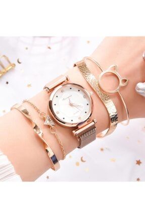 Kadın Kol Saati Bileklik Şık Premium Görünüm Gold Aksesuar Saat Klasik Günlük Kadın Bayan Bileklik Saat Bileklik G B66