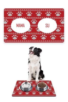 Noel Örme Baskılı Köpek Mama Altlığı Mama Paspası Köpek Mama Eğitim Paspası 50x35cm MNP_28