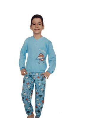 Aydoğan Erkek Çocuk Interlok Uzun Kollu Pijama Takımı Mavi1603