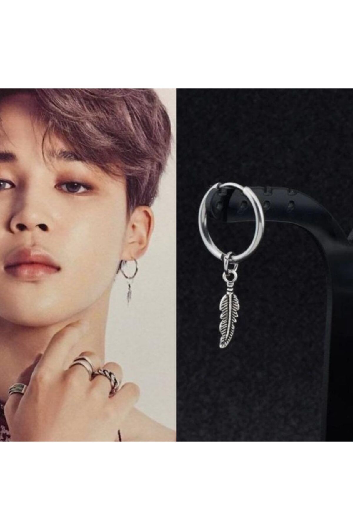 Silver Curved Stick Drop Earrings | Jimin - BTS - Fashion Chingu
