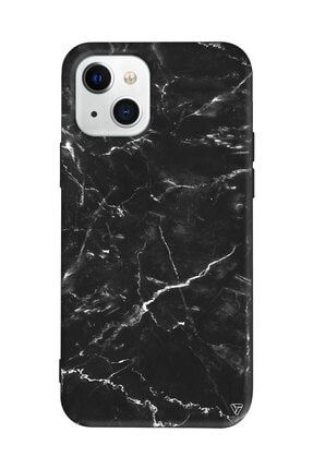 Iphone 13 Siyah Renkli Silikon Black Marble 2 Telefon Kılıfı Mer040-iPhone-13