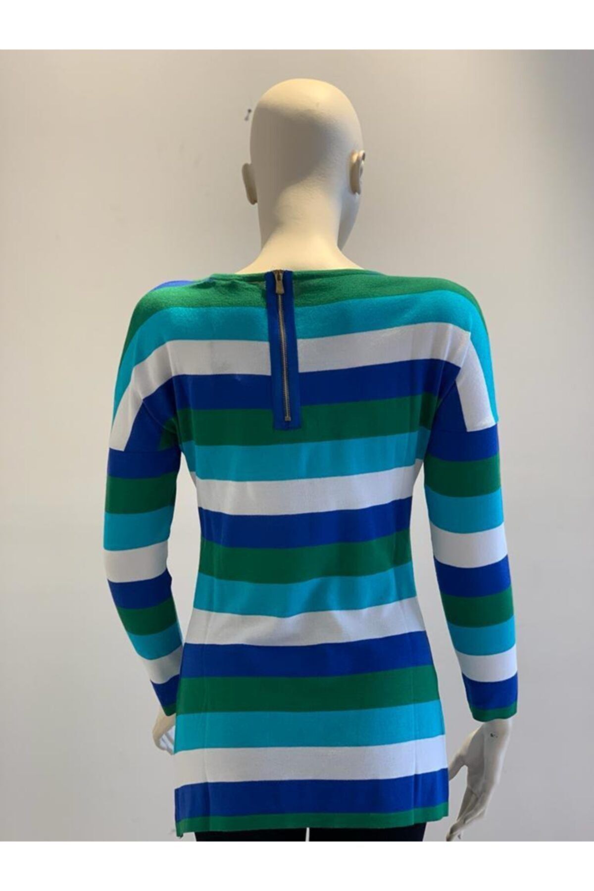 Stamina Women s Striped Back Zipper Detail Sweater Trendyol