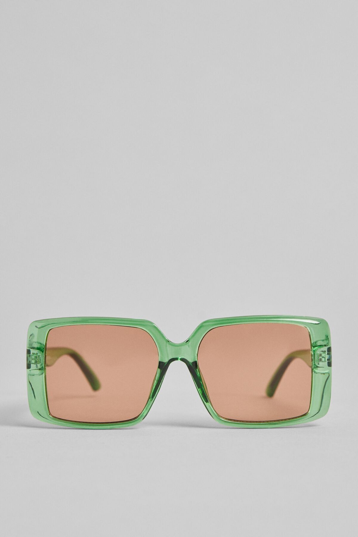 عینک دودی برشکا زنانه رنگ سبز سایز ۵۵ فریم مستطیل Bershka