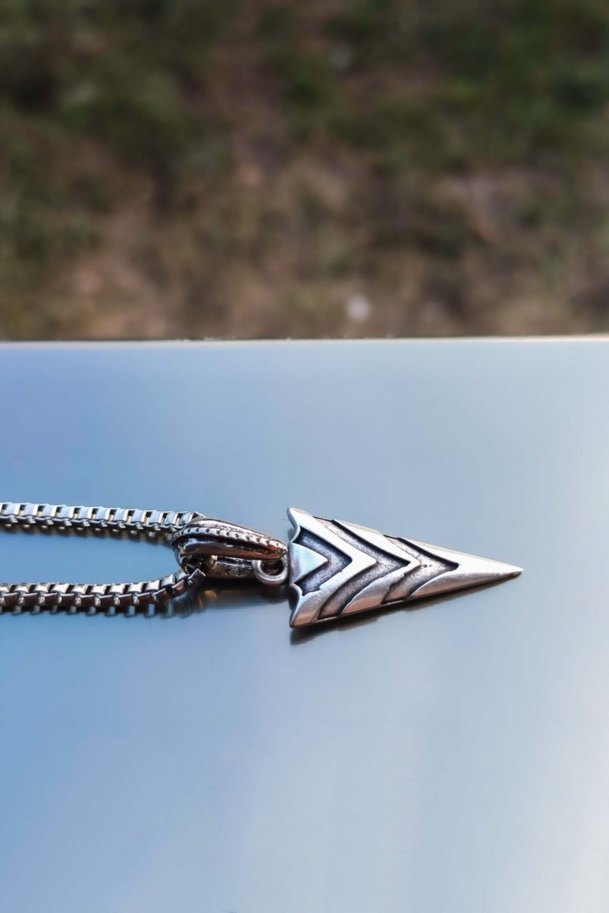 The Collection Triagle Arrowhead Silver Plated Men s Necklace
