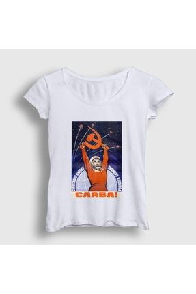 Kadın Beyaz Slava Cccp Sovyetler Birliği T-shirt 267703tt