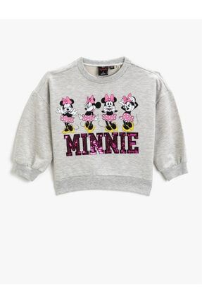 Minnie Mouse Lisanslı Baskılı Payetli Sweatshirt 2WKG10184AK