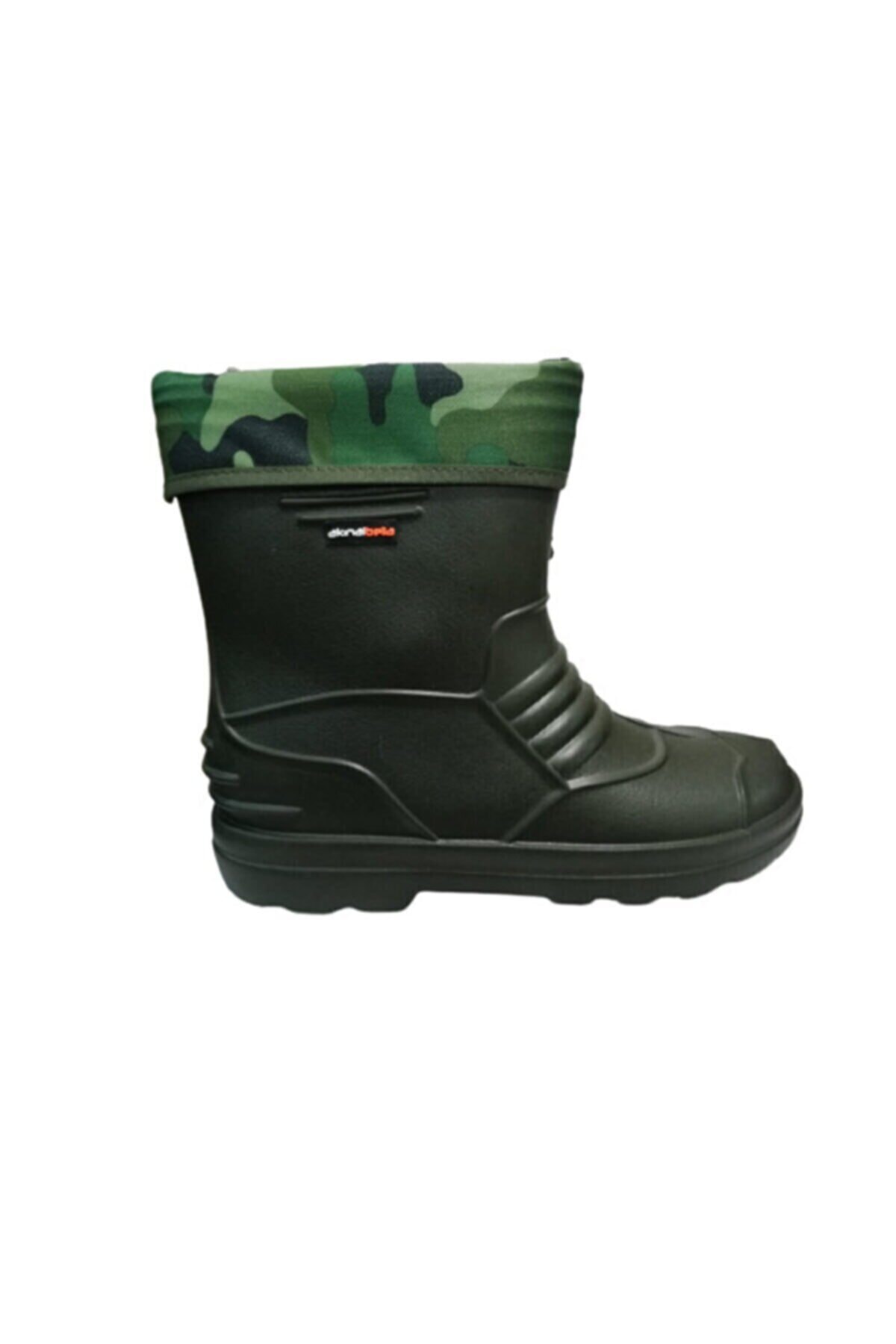 Akınal Bella Ab80-10 Unisex Haki Çoraplı Eva Ultra Hafif Poli Taban Kısa Yağmur Çizmesi