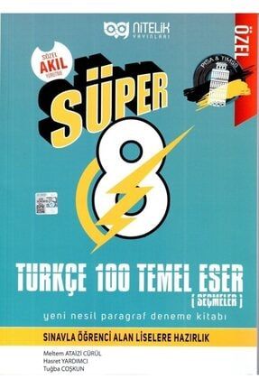 Nitelik Yayınları 8.sınıf Yeni Nesil Süper Türkçe 100 Temel Eser Paragraf Deneme Kitabı NİT2723401