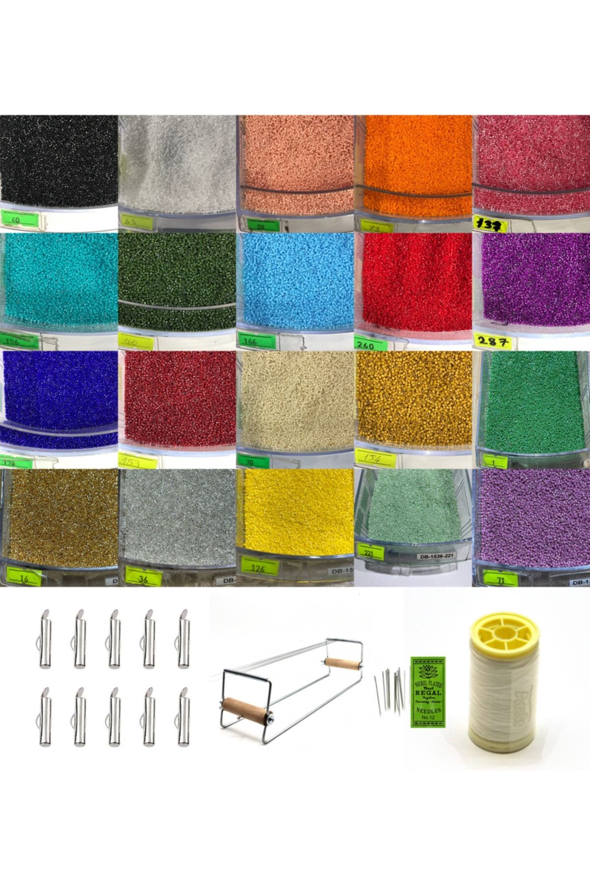 Bihızlı-20 Different Colors Miyuki Beads Delica Db 11-0 Cutting Loom 20 Closing Devices Needle and Thread 1